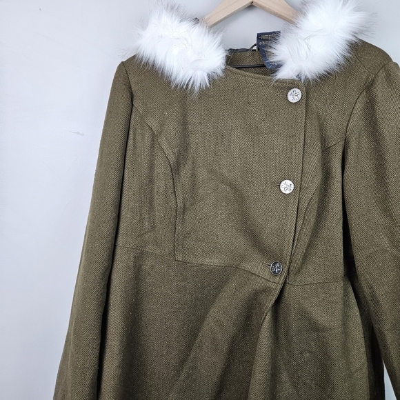 Torrid Outlander Coat Fur Tweed Riding Coat Jacket 0 - Picture 15 of 15